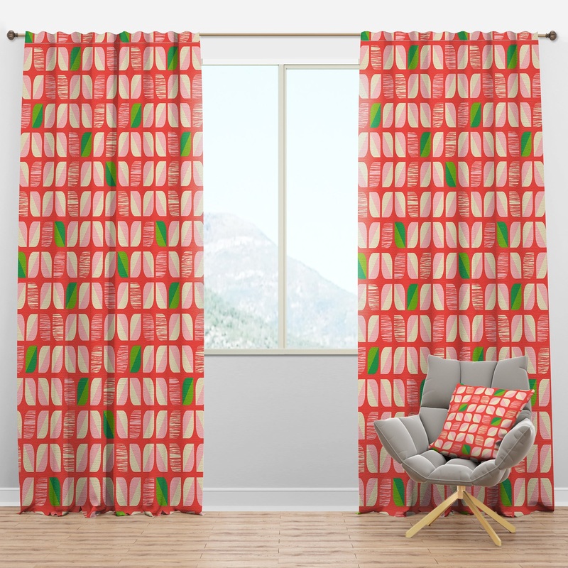 Abstract Retro Geometric Pattern VIII - Mid-Century Modern Curtain Panels