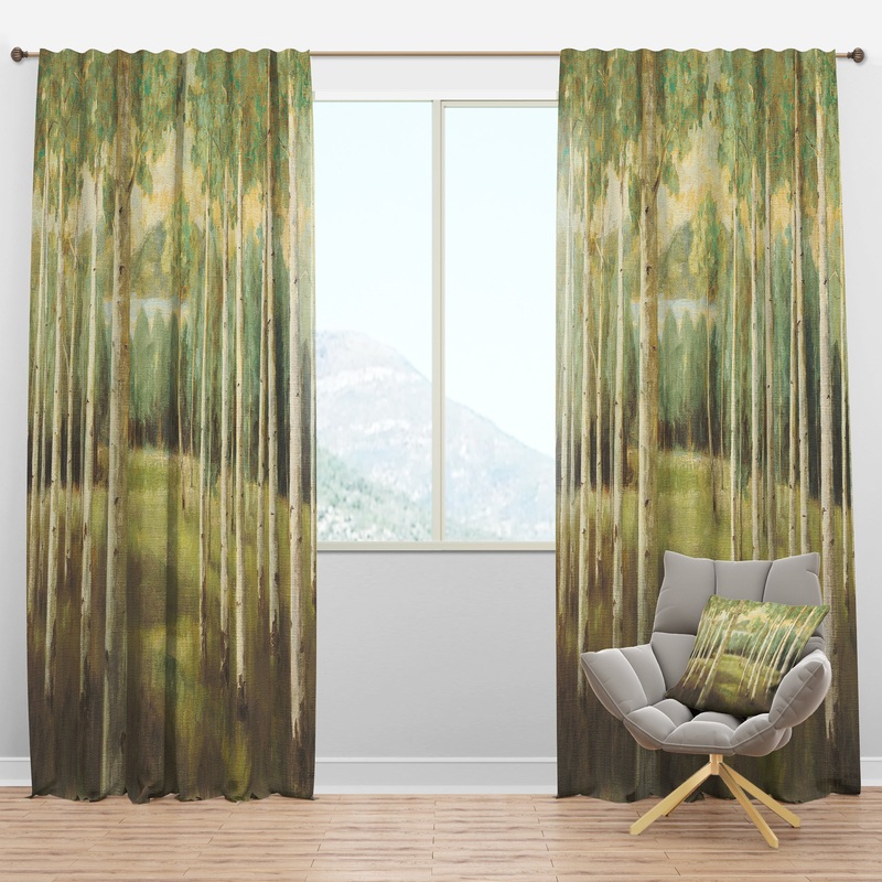Aspens Neutral Forest - Traditional Curtain Panels