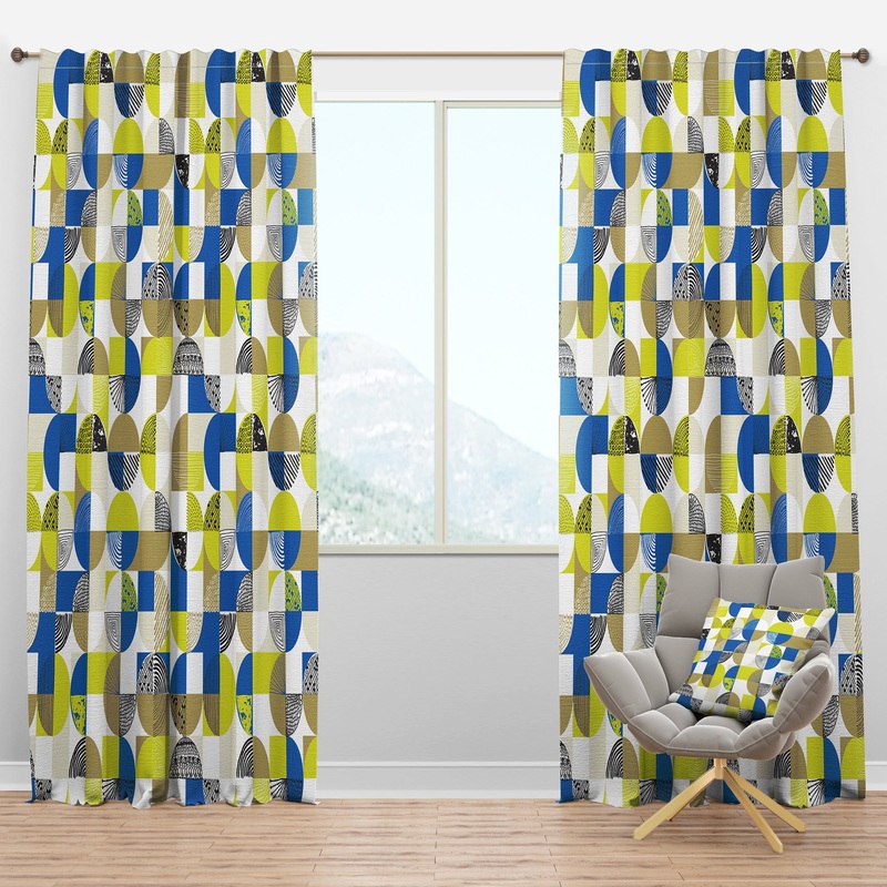 Circular Retro Design I - Mid-Century Modern Curtain Panels