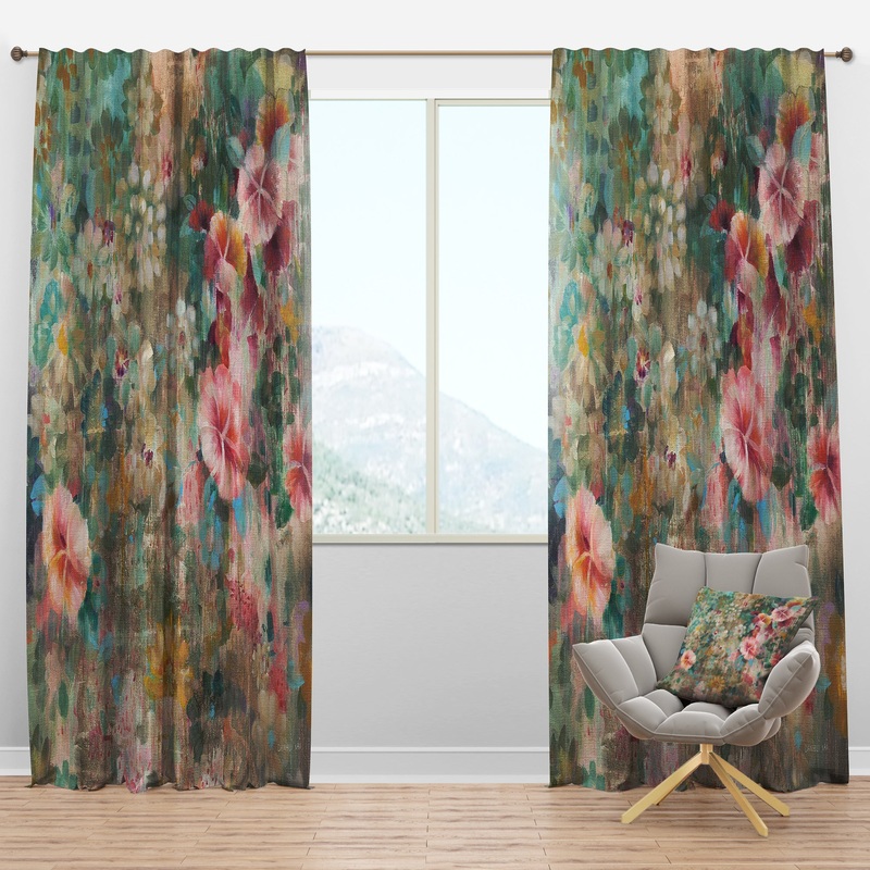 Flower Shower III - Farmhouse Curtain Panels