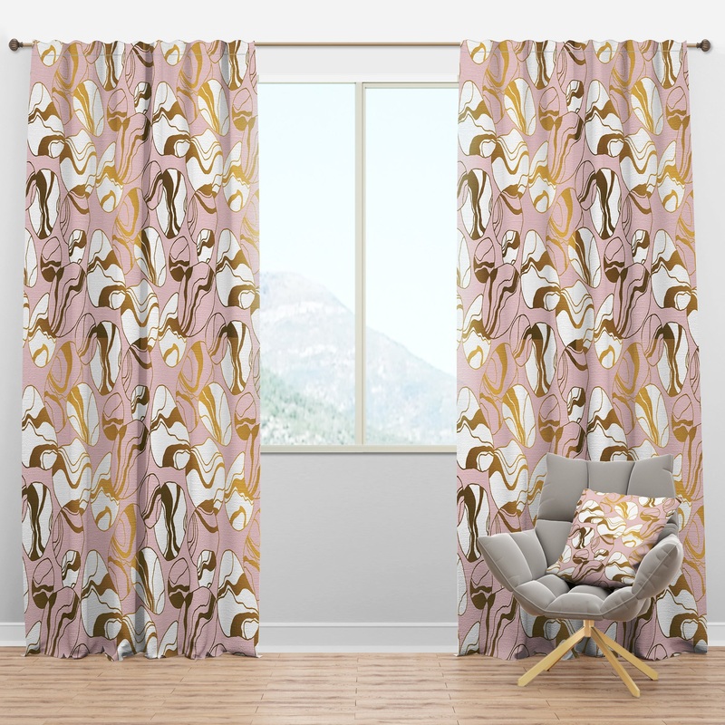 Golden Marble II - Mid-Century Modern Curtain Panels