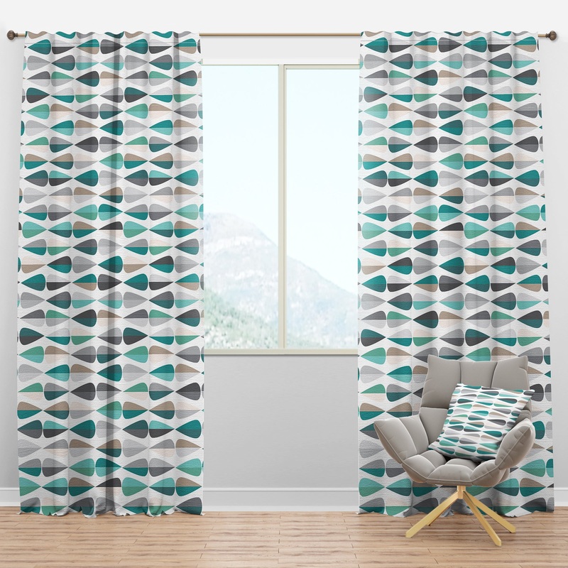 Retro Abstract Drops III - Mid-Century Modern Curtain Panels
