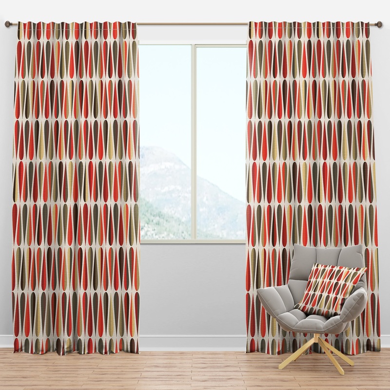Retro Abstract Drops IV - Mid-Century Modern Curtain Panels