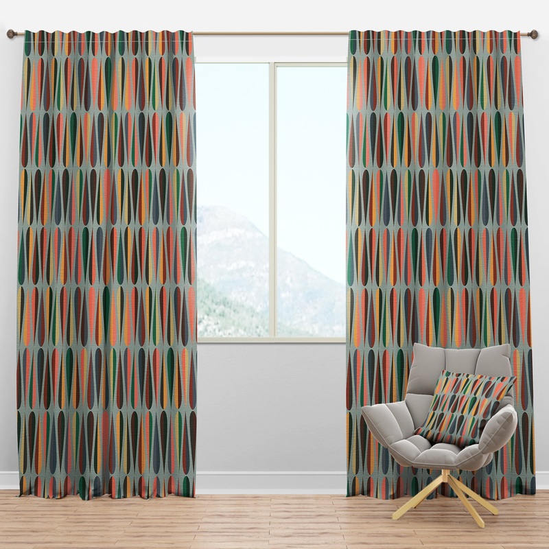 Retro Abstract Drops IX - Mid-Century Modern Curtain Panels