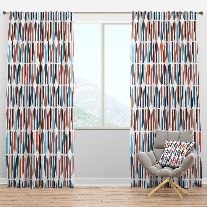 Retro Abstract Drops V - Mid-Century Modern Curtain Panels