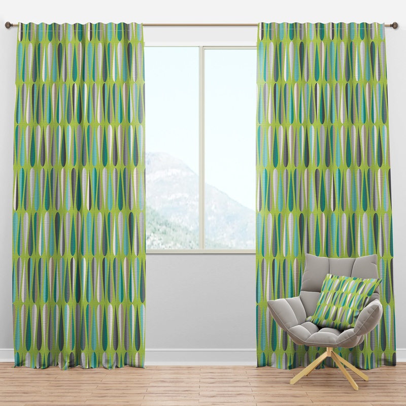 Retro Abstract Drops VI - Mid-Century Modern Curtain Panels