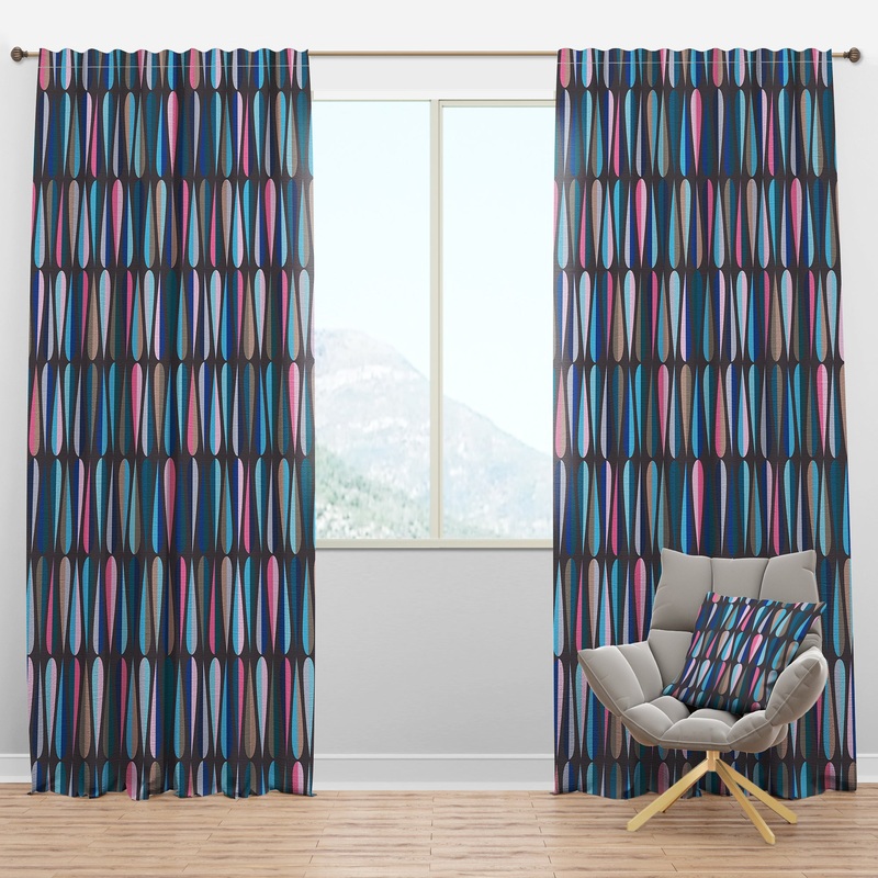 Retro Abstract Drops VIII - Mid-Century Modern Curtain Panels