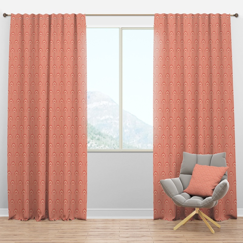 Retro Art Deco Waves II - Mid-Century Modern Curtain Panels
