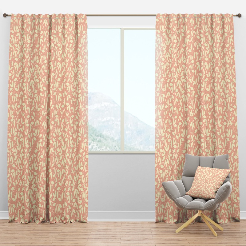 Retro Floral Pattern V - Mid-Century Modern Curtain Panels