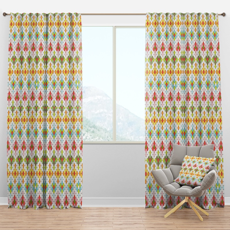 Retro Geometric Design IX - Mid-Century Modern Curtain Panels