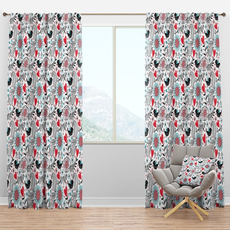 Romantic Floral Pattern - Traditional Curtain Panels