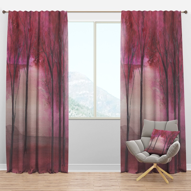 Shabby Pink Under the Trees - Shabby Chic Curtain Panels