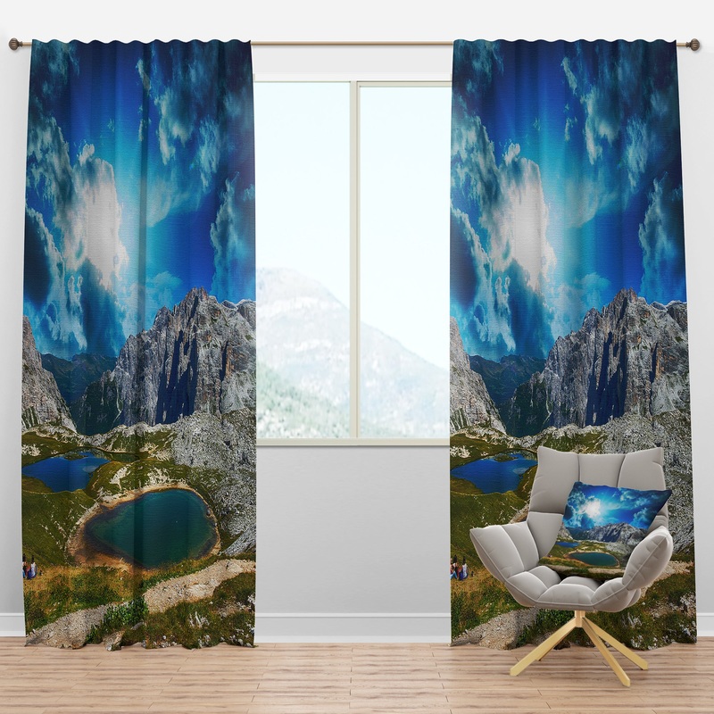 Sunset over Alpine Lakes - Landscape Photography Curtain Panels