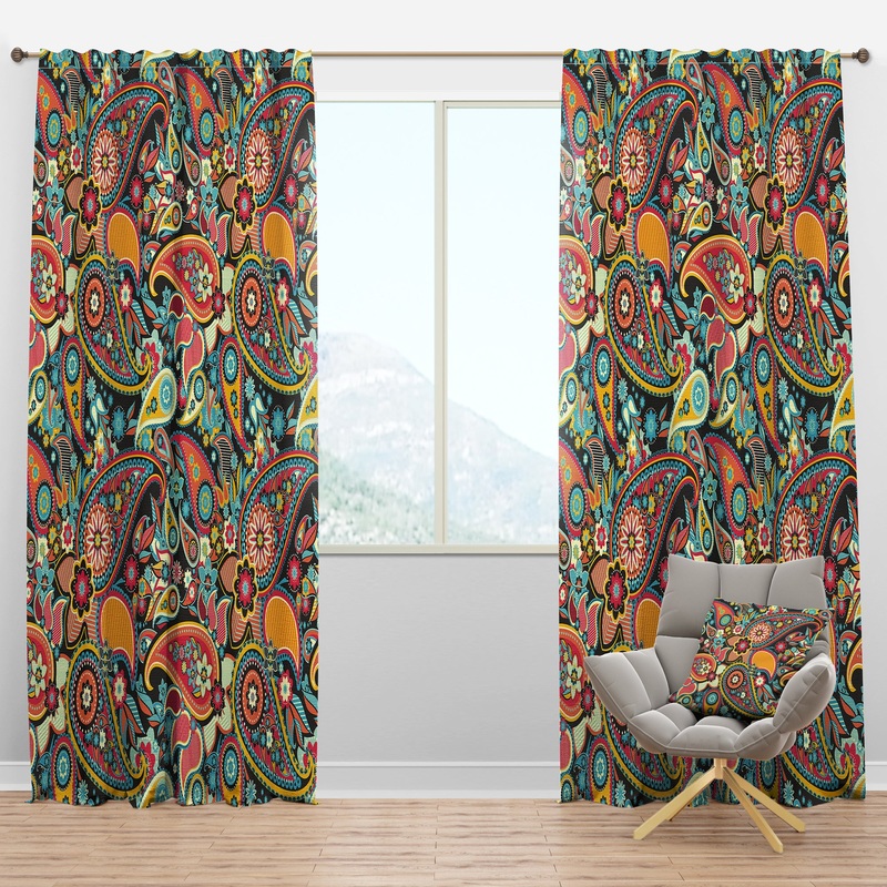 Traditional Asian Elements Paisley - Bohemian & Eclectic Curtain Panels
