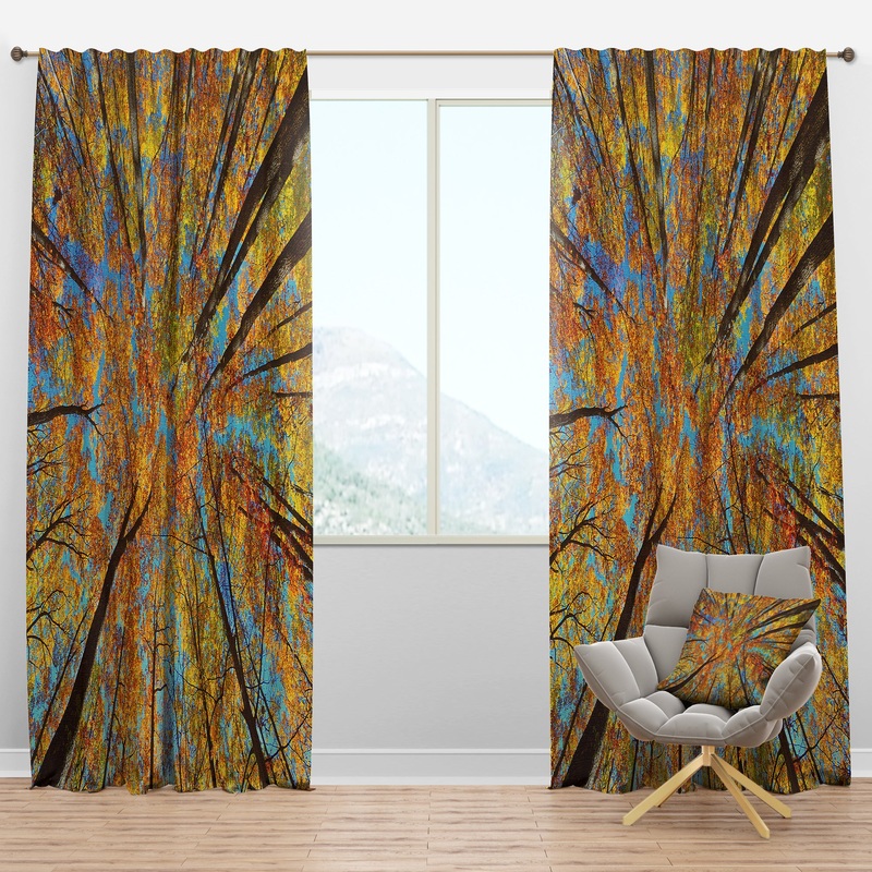 Tree Tops in Autumn Forest - Forest Curtain Panels