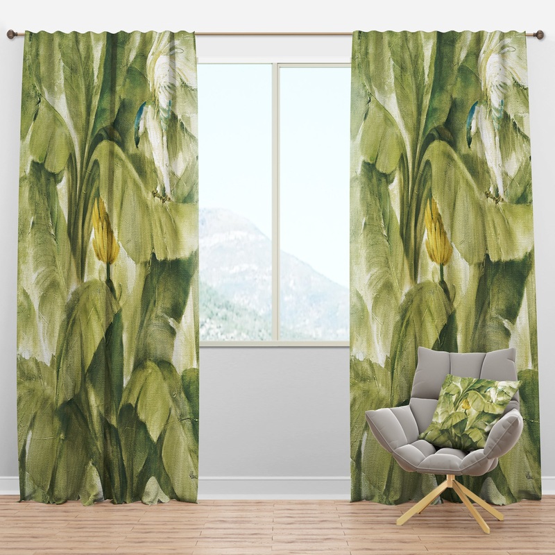 Tropical Canopy II Green - Traditional Curtain Panels