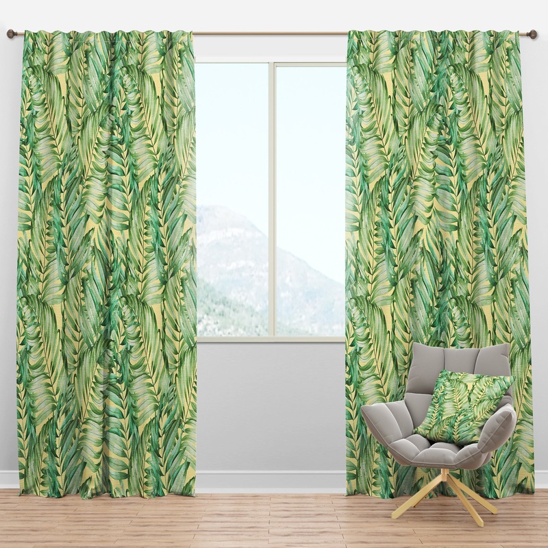 Tropical Retro Foliage - Mid-Century Modern Curtain Panels