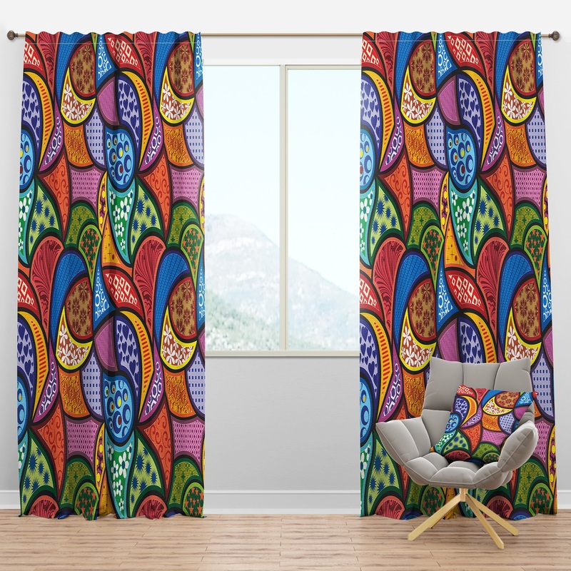 Abstract Colorful Pattern - Bohemian & Eclectic Curtain Panels
