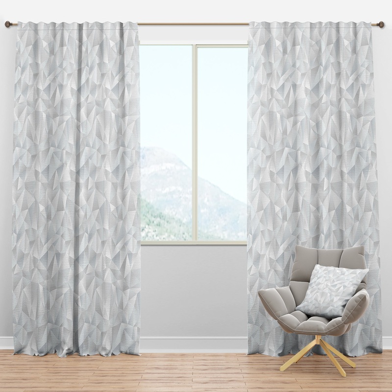 Abstract White Geometric Pattern - Scandinavian Curtain Panels
