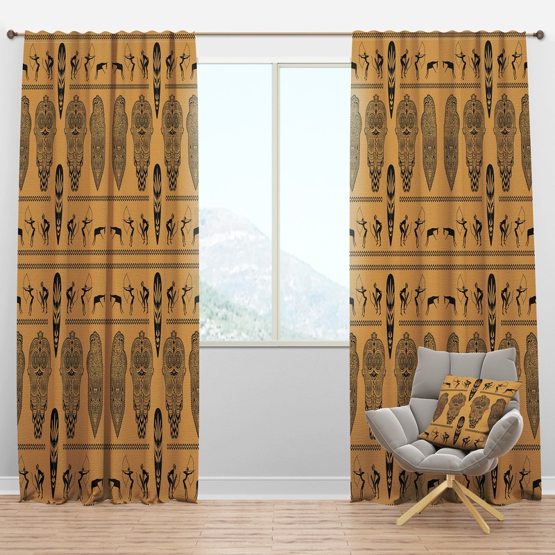 African Decorative Pattern - Tropical Curtain Panels