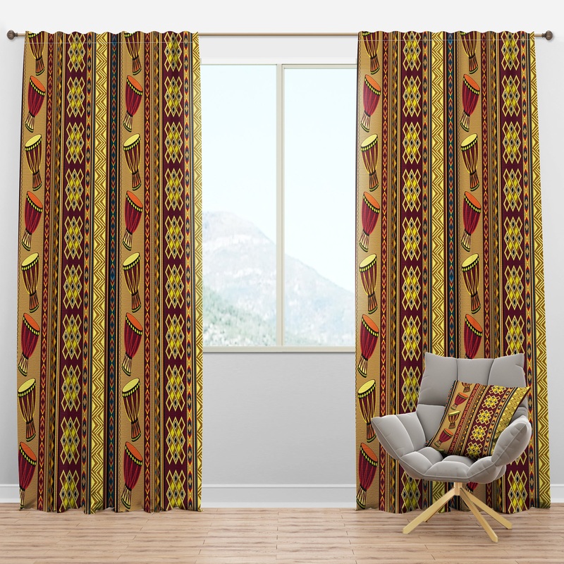 African Drum Beckground - Tropical Curtain Panels