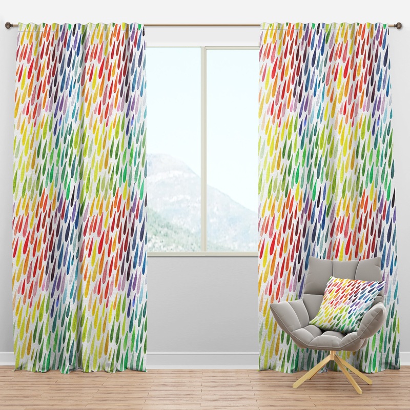 Collection of Paint Splash Watercolor Drops - Modern & Contemporary Curtain Panels