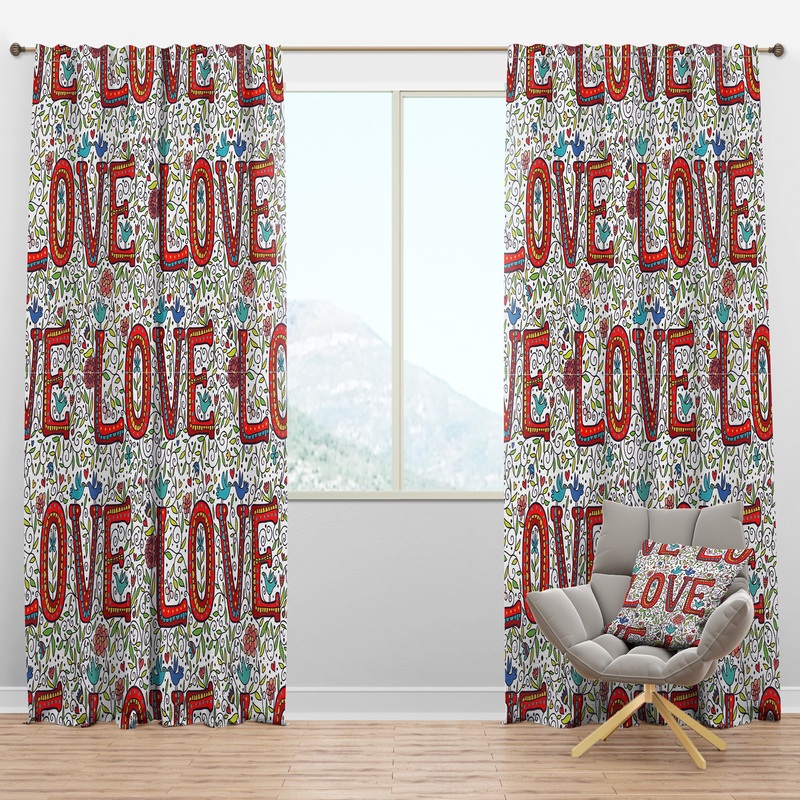 Color Love Pattern - Modern & Contemporary Curtain Panels