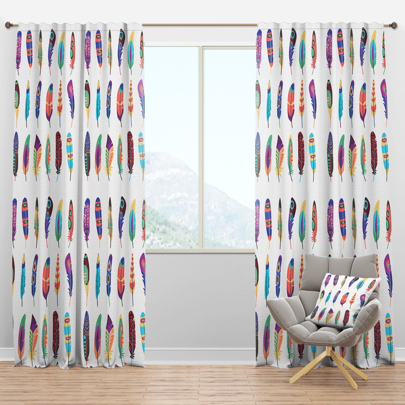 Colored Feathers Set - Southwestern Curtain Panels