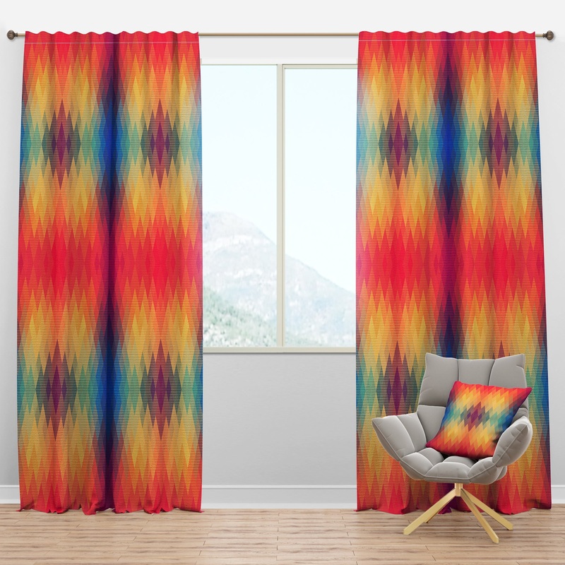 Colorful Geometric Pattern - Modern Curtain Panels