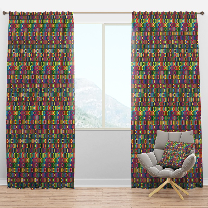 Colors Squares Abstract Pattern - Modern & Contemporary Curtain Panels