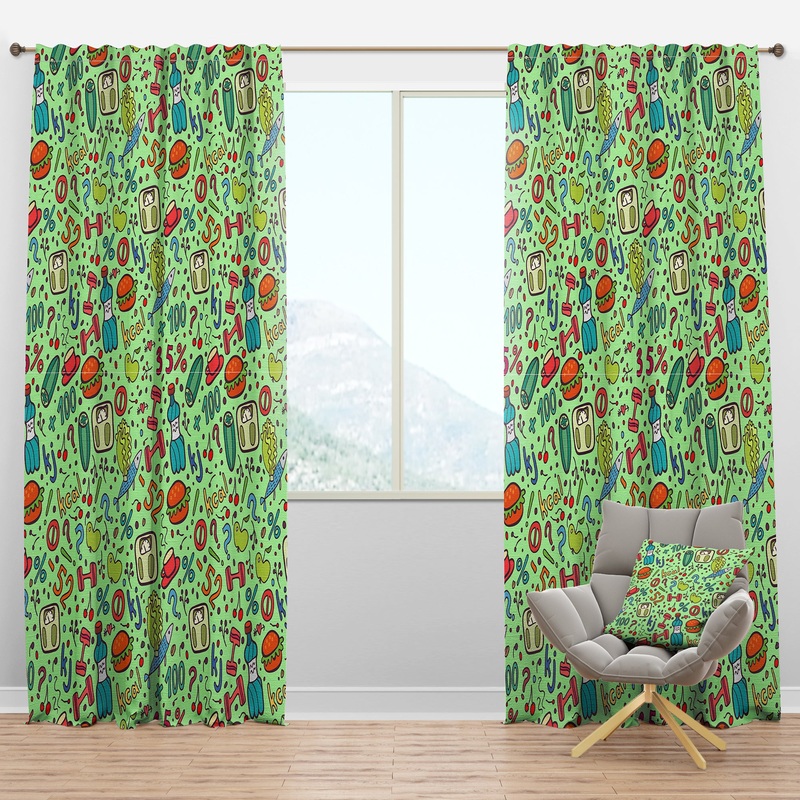 Diet Green Pattern - Traditional Curtain Panels