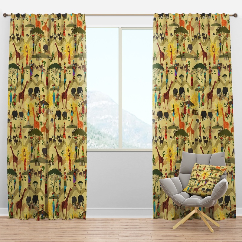 Ethnic African Texture - Tropical Curtain Panels