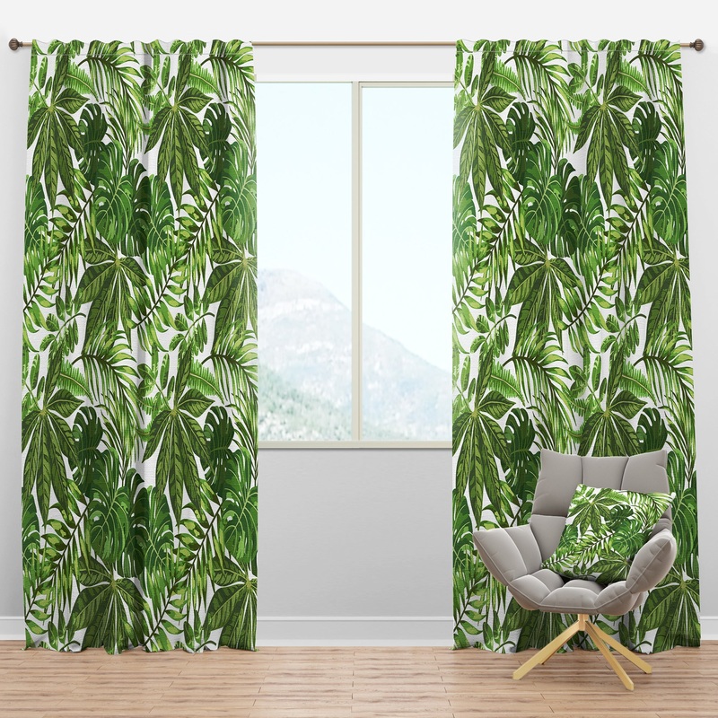 Exotic Pattern with Tropical Leaves - Tropical Curtain Panels