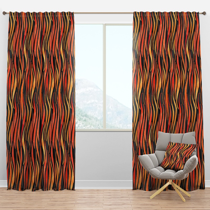 Fire Flame Pattern - Modern & Contemporary Curtain Panels