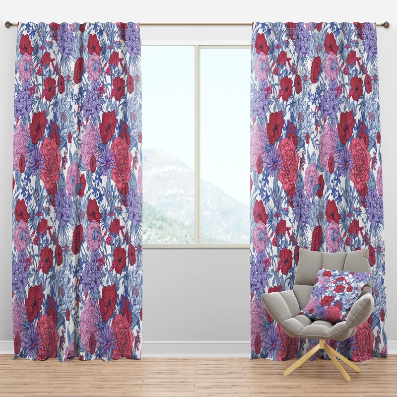 Gentle Retro Summer Floral Pattern - Eclectic Curtain Panels
