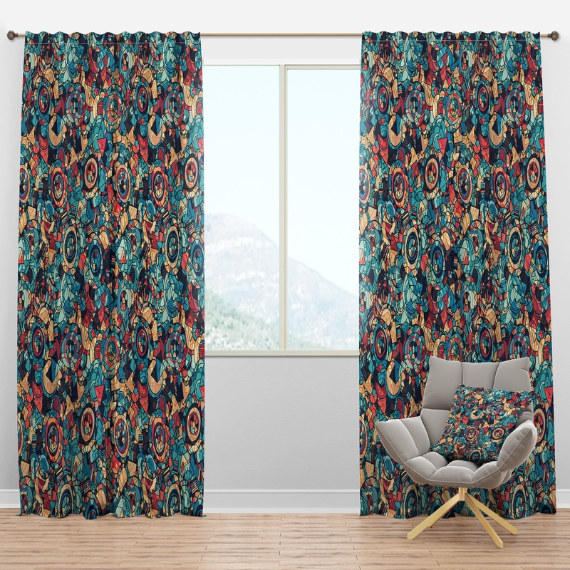 Geometric Hand Drawn - Modern & Contemporary Curtain Panels