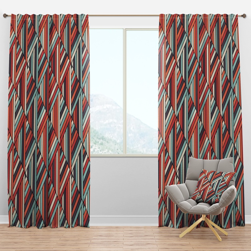 Geometric Pattern in Op Art Design - Modern Curtain Panels