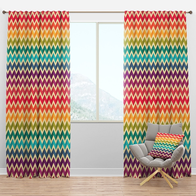 Geometric Pattern with Zigzags - Bohemian & Eclectic Curtain Panels