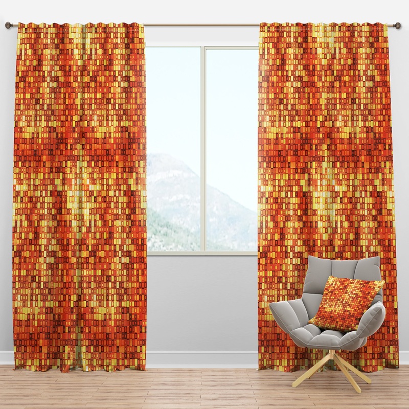 Gold Square Abstract - Bohemian & Eclectic Curtain Panels