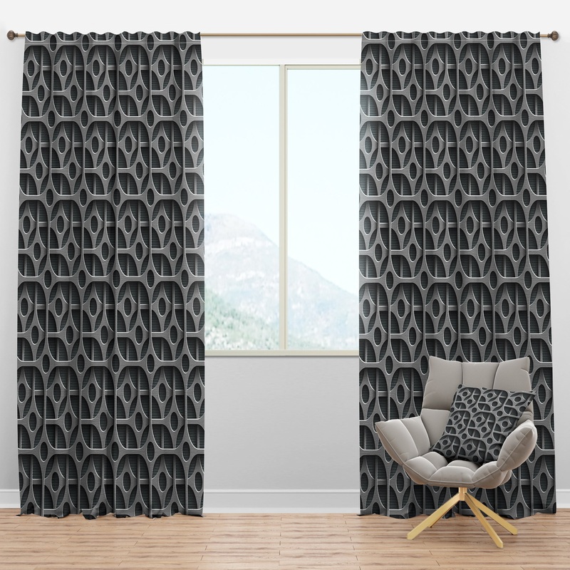 Squares Pattern - Scandinavian Curtain Panels