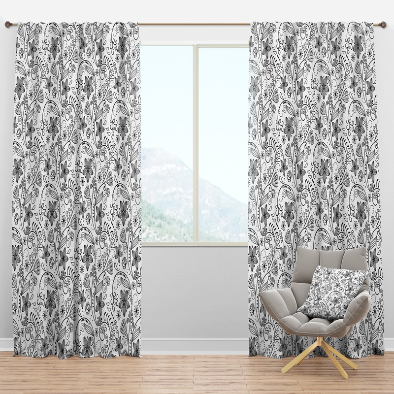 Texture in A Flower Design - Bohemian & Eclectic Curtain Panels