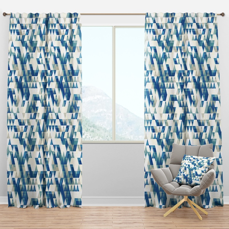 Triangular Modern Geometric Blue - Modern & Contemporary Curtain Panels