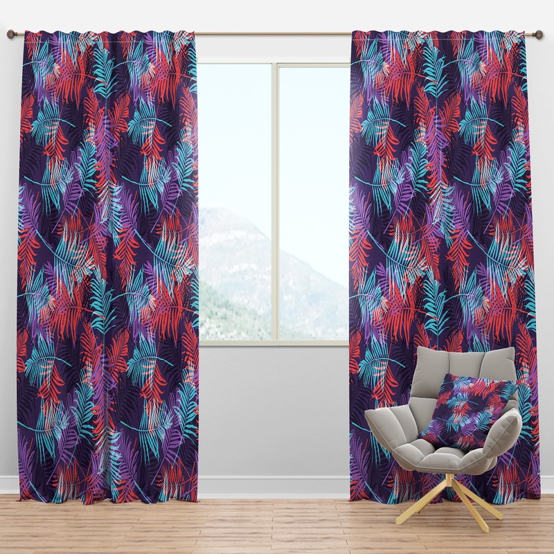 Tropical Palm Leaves Pattern - Tropical Curtain Panels