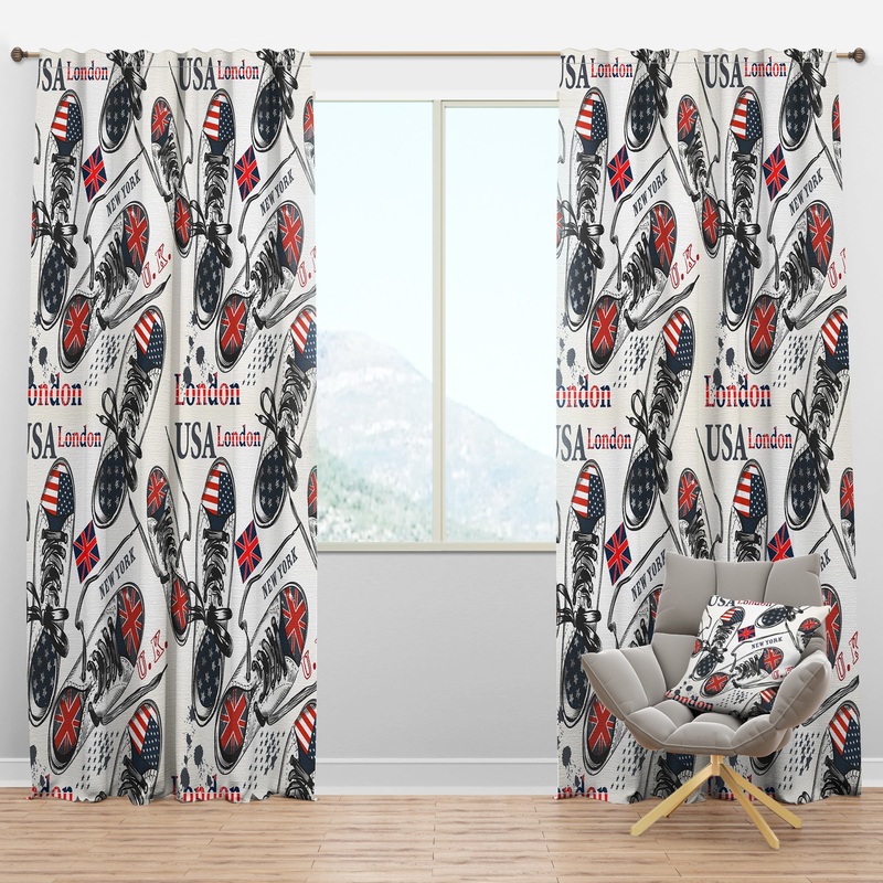 Uk Londen Usa New York Sneakers - Modern & Contemporary Curtain Panels