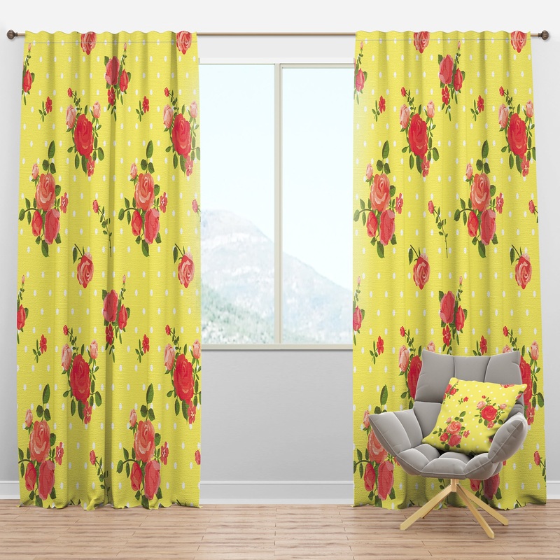 Vintage Floral Rose Pattern - Bohemian & Eclectic Curtain Panels