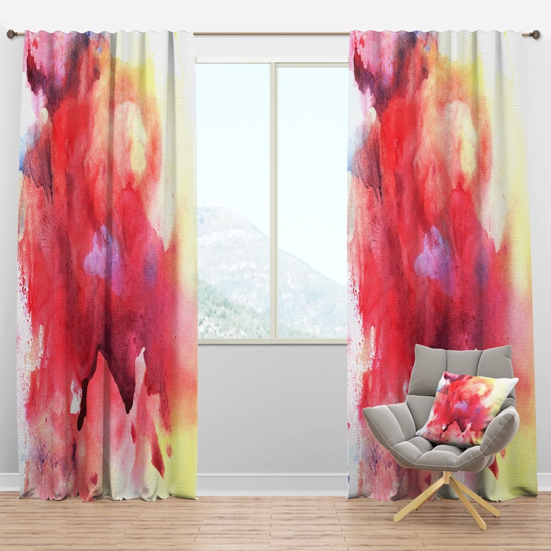 Abstract Composition of Pink and Purple - Modern & Contemporary Curtain Panels