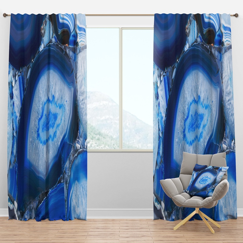 Blue Agate Geode - Mid-Century Modern Curtain Panels