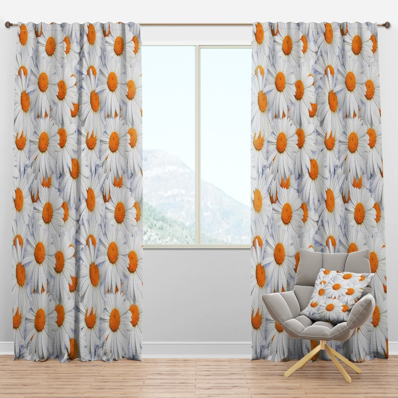 Daisy Hearts Close-ups - Floral Curtain Panels