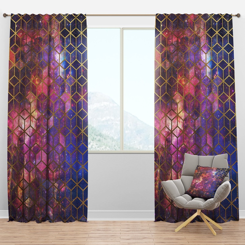 Dark Yellow Cubes on Cosmic - Modern & Contemporary Curtain Panels