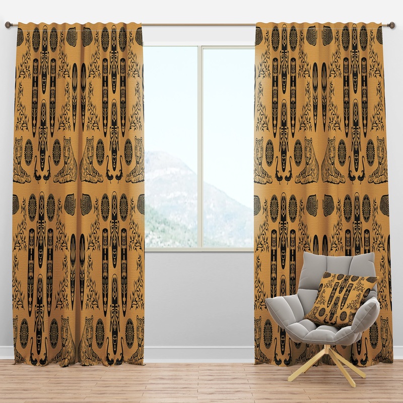 Ethnic Decorative Mask - African Curtain Panels